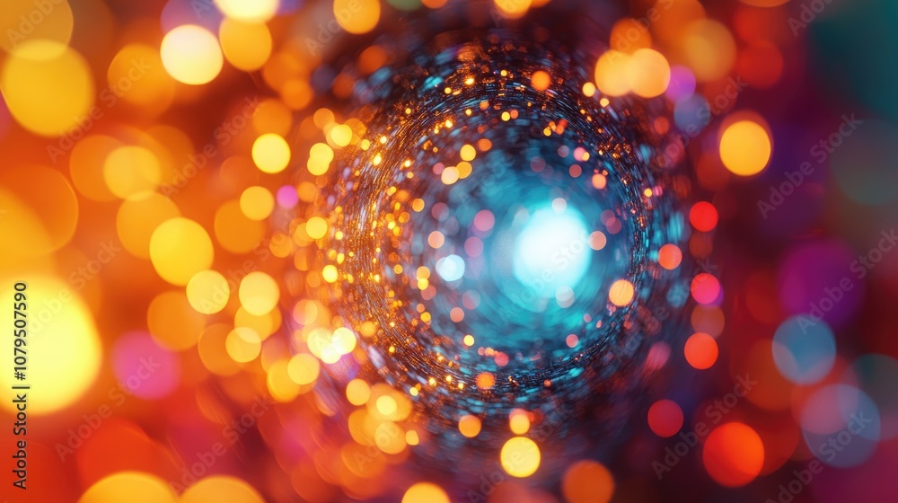 Aufkleber Colorful light illuminates a beautiful abstract texture circle in this 3D cartoon rendering Ideal for design background patterns this image features a macro photography perspective