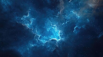 Fototapeta premium Cartoon rendering in 3D of a nebula and the universe featuring a blue background