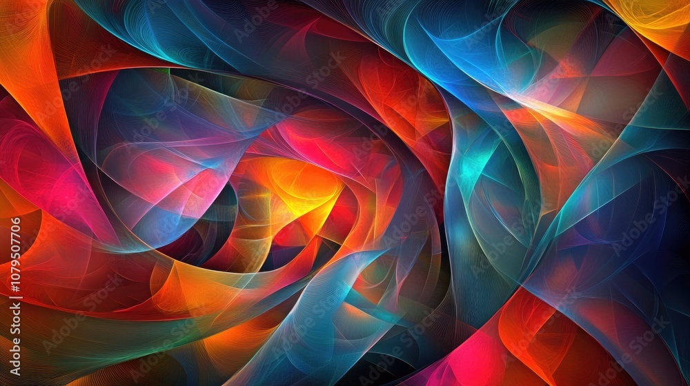 Poster Colorful abstract background featuring a 3D cartoon rendering This graphic modern art showcases fractal artwork with a creative wavy multicolor design suitable for banner use The digital fantasy e