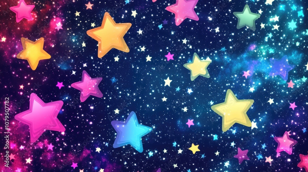 Aufkleber colorful starry night sky background texture in a 3d cartoon rendering of outer space