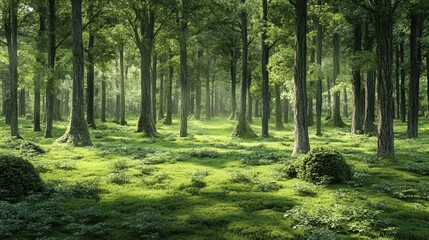 Obraz premium Isolated green forest on a background created through 3D rendering and illustration techniques