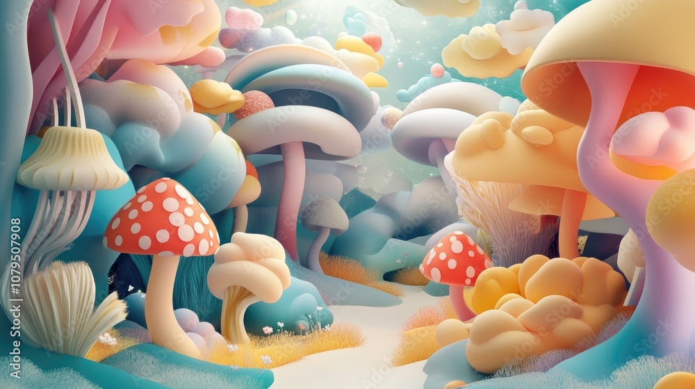 Poster Background abstraction with nature and space in a 3D cartoon rendering