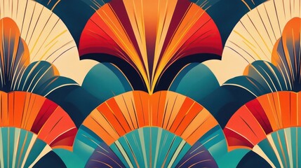 Seamless geometric modern art deco pattern in vibrant colors ideal for textile design and wallpaper decor