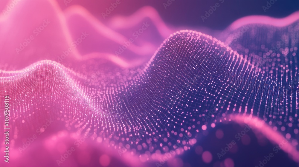 Poster futuristic abstract background featuring grid particles and blurred lines visualization related to a