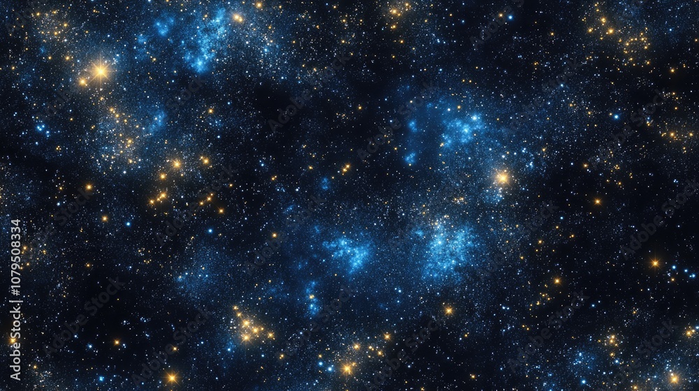 Poster seamless pattern of starry sky in 3d cartoon rendering