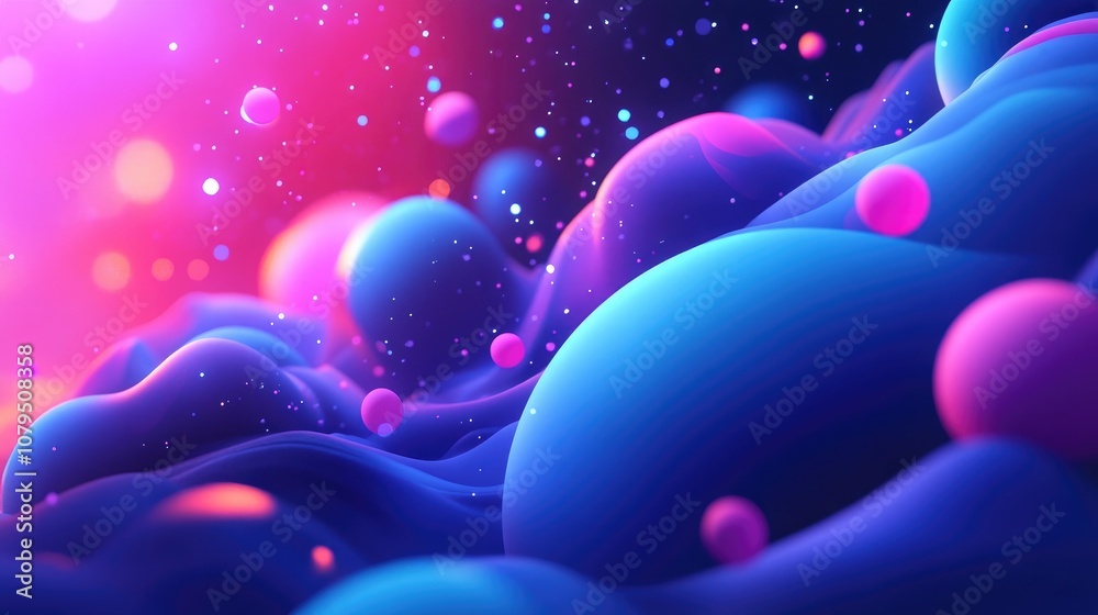 Aufkleber Abstract background of the universe in 3D cartoon rendering