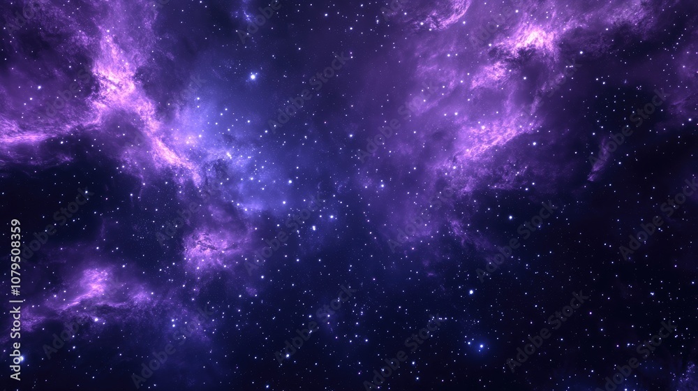 Poster Cosmic galaxy background featuring stars and cosmic gas in 3D cartoon rendering