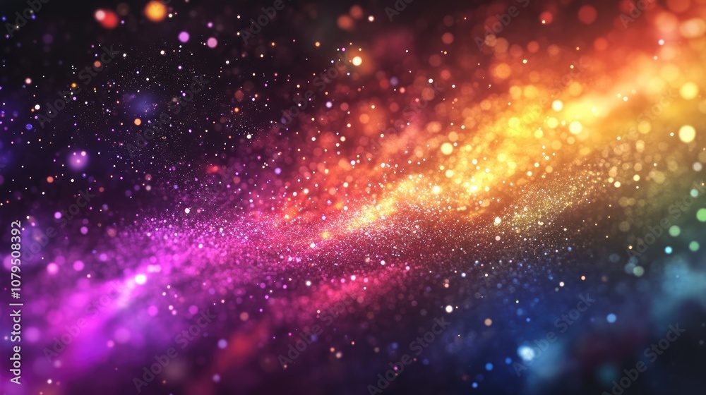Poster Abstract background in a 3D cartoon rendering for a galaxy spectrum concept The numerous colors symbolize many stars derived from a rainbow palette creating a vibrant and colorful backdrop against