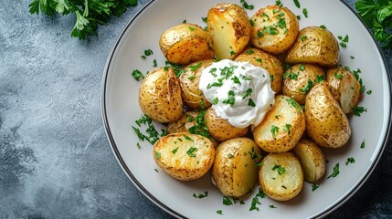 Crispy Potatoes with Herbs and Creamy Topping