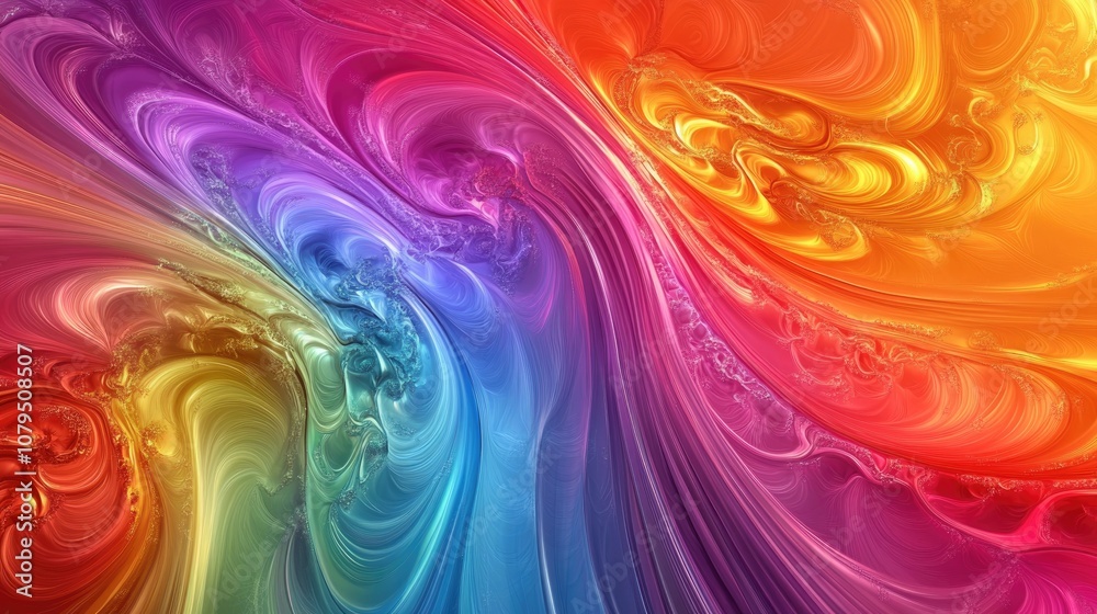 Poster Colorful abstract background featuring a 3D cartoon rendering This graphic modern art showcases fractal artwork with a creative wavy multicolor design perfect for banner use It includes a digital