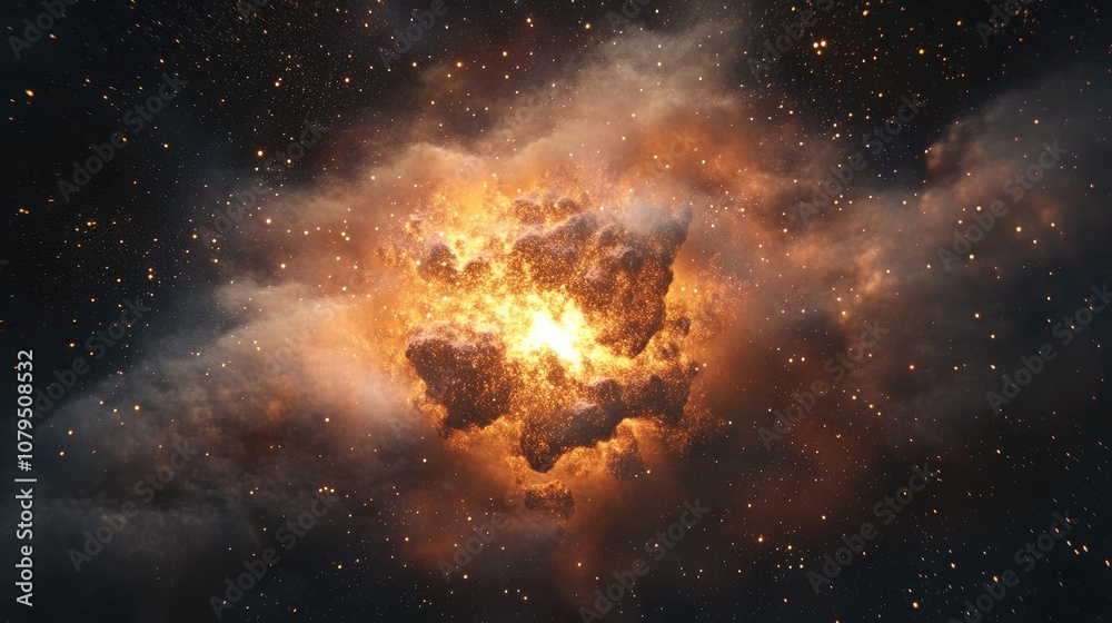 Leinwandbilder 3d illustration of a space nebula in a cartoon rendering style suitable for science research and edu