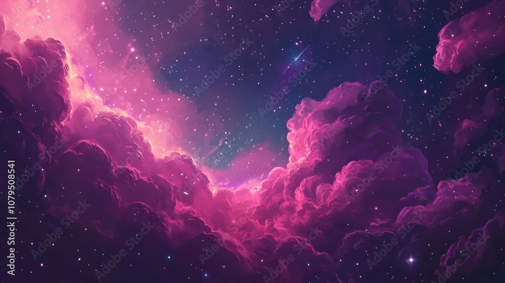 Aufkleber 3d cartoon illustration of a space nebula for use in scientific research and educational projects