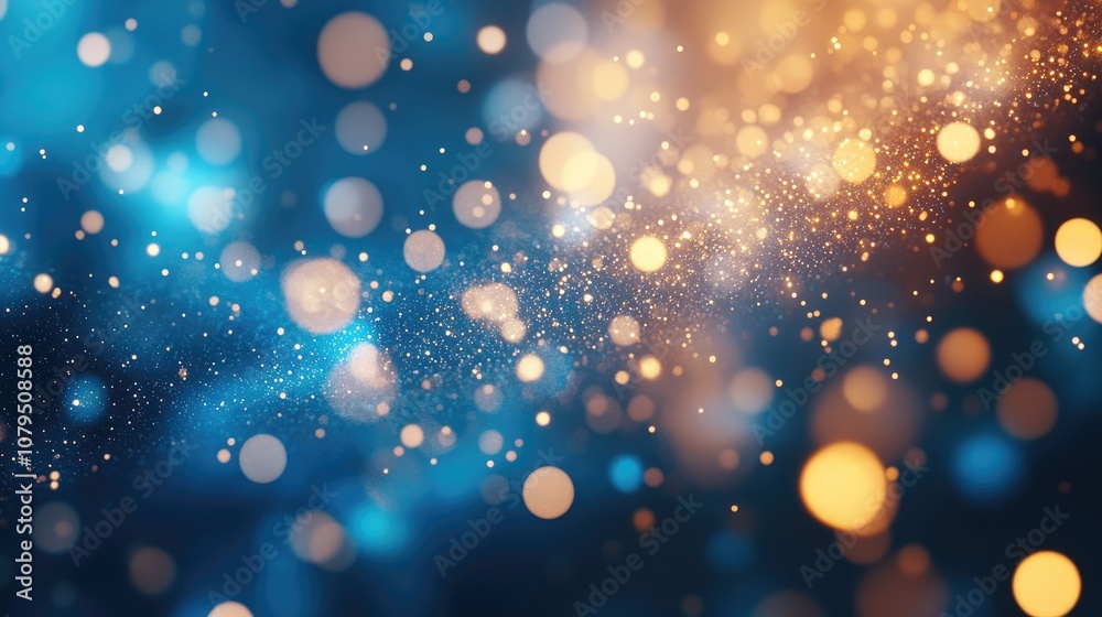 Aufkleber Abstract light bokeh background in deep blue color created with 3D cartoon rendering