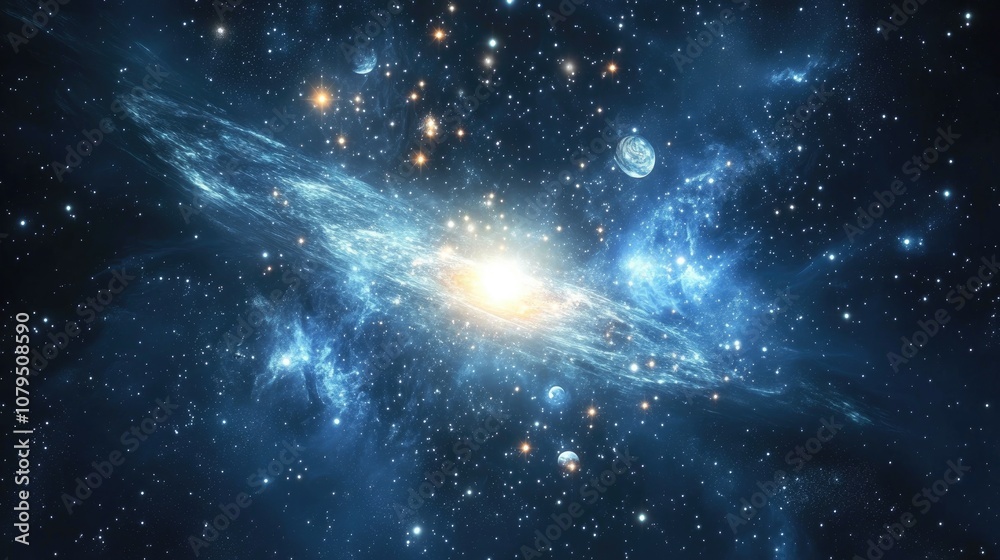Aufkleber abstract space background in a 3d cartoon rendering science fiction wallpaper featuring a fantastic 
