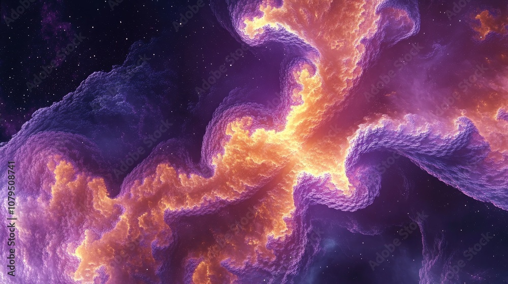 Aufkleber Abstract fractal 3D illustration for creative design resembles beautiful galaxies in a 3D cartoon rendering