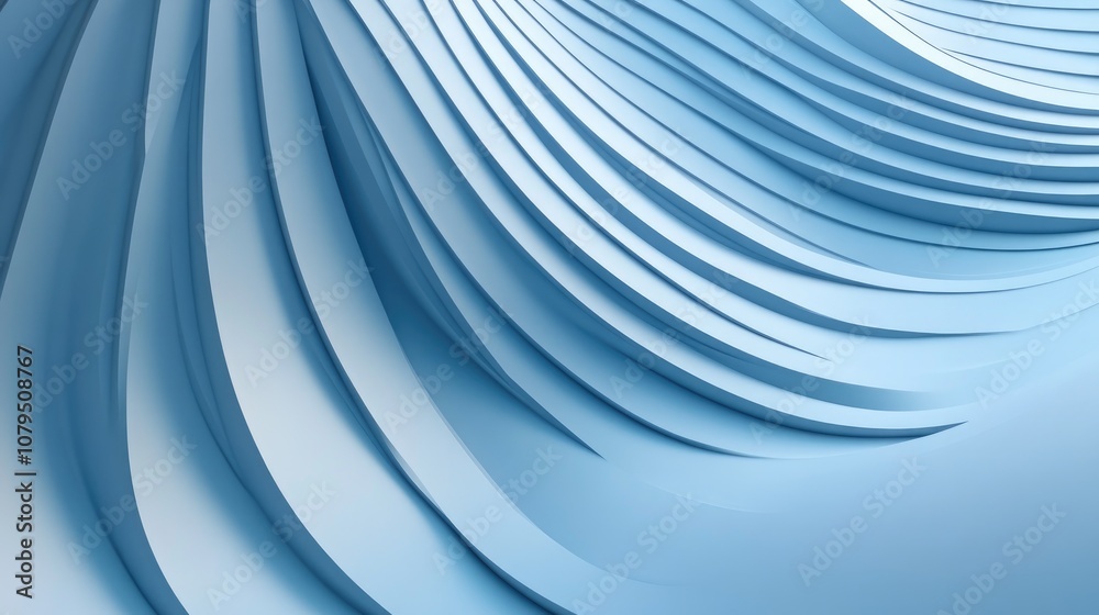 Poster 3D cartoon rendering featuring curved lines on a blue gradient background