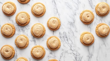 Sweet and Delicious Cookies with Creamy Swirls on a Marble Surface, Perfect for Dessert Lovers and Holiday Treats, Ideal for Baking and Cooking Enthusiasts
