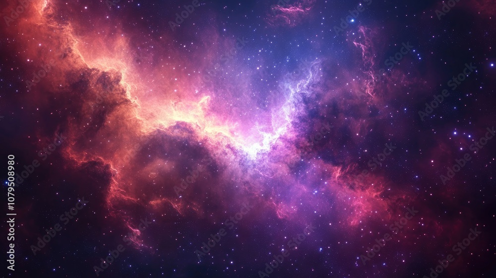 Poster 3d cartoon depiction of a nebula and a cluster of stars in deep space showcasing science fiction art