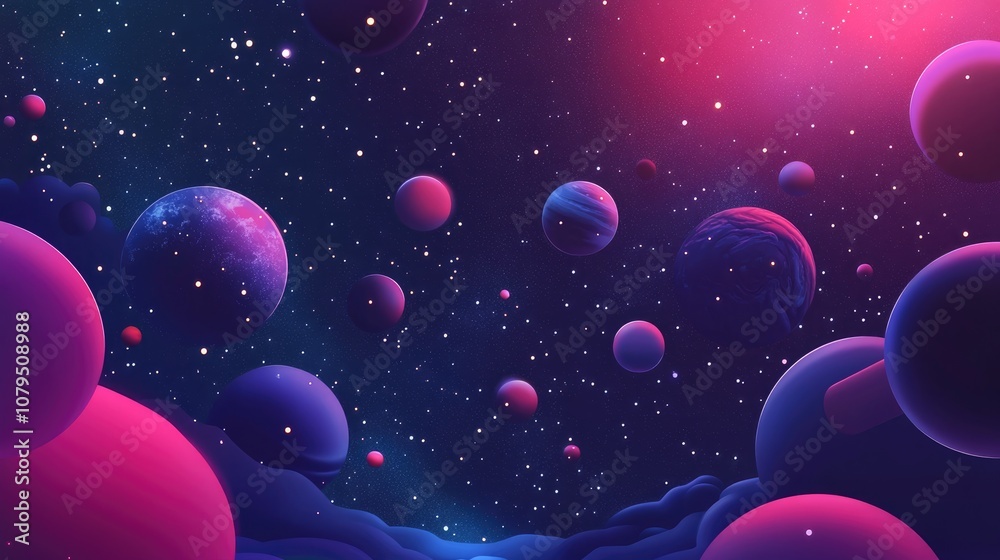 Aufkleber 2d illustration in a 3d cartoon rendering style featuring a realistic star pattern in deep interstel