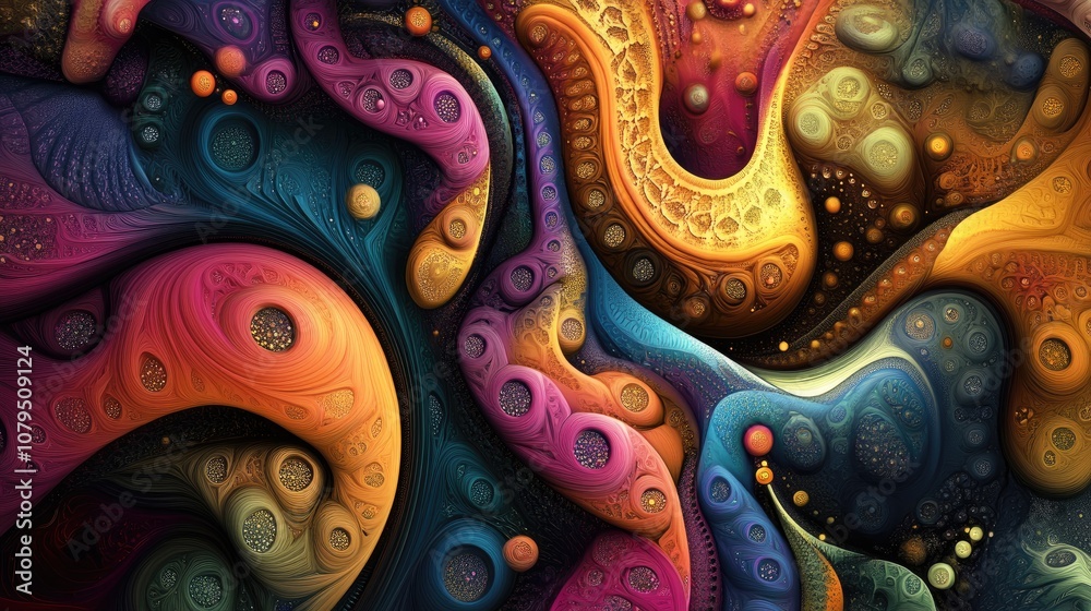 Fototapete Abstract fractal background illustrations featuring textured chaos in a 3D cartoon rendering