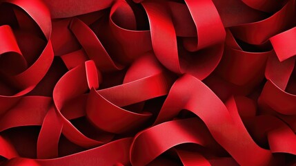 Seamless pattern of 3D rendered red ribbons