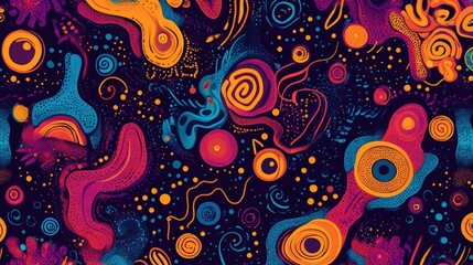 Endless abstract seamless pattern with intricate shapes and vibrant colors perfect for background design textile printing graphic arts