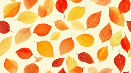 Seamless pattern featuring autumn leaves against a light backdrop