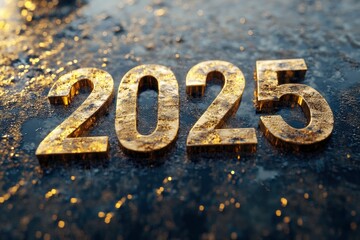 3d rendering text "2025" , effect , ai