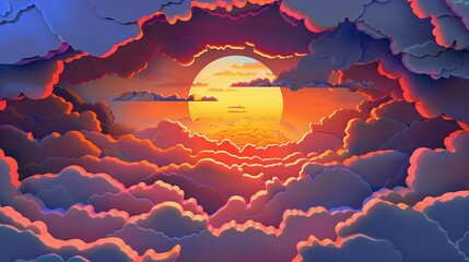 Dramatic Sunset Views: Cut-Out Clouds Enhancing the Horizon