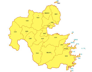 大分県　地図　黄色　イラスト