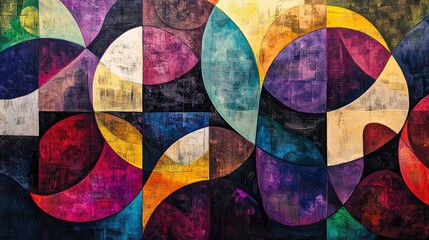 Fototapeta premium Abstract textured geometric pattern with vibrant colors and intricate designs for modern decor applications