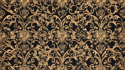 Vintage seamless pattern featuring intricate lace ornaments in rich golden tones ideal for textile design and home decor