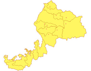 Fototapeta premium 福井県 地図 黄色 イラスト