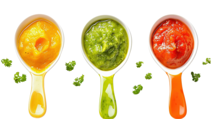 Baby food puree on white transparent background
