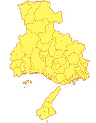 兵庫県　地図　黄色　イラスト