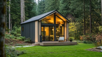 Cozy Modern Cabin Amidst Lush Greenery