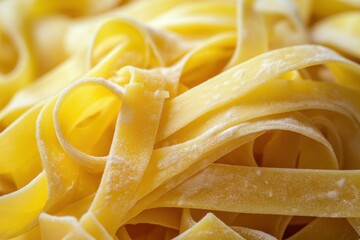 Close-up of uncooked fettuccine pasta.