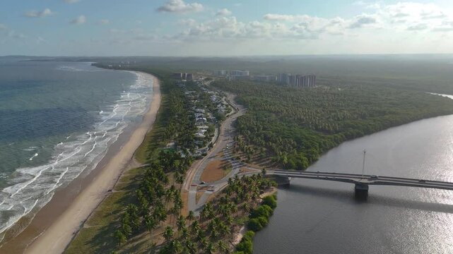 Ponte Arquiteto Wilson Campos J&uacute;nior - PRAIA Paiva, Cabo de Santo Agostinho - PERNAMBUCO PE DRONE 4K 