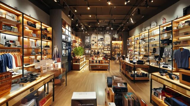 Modern store interior with diverse products