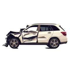 Naklejka premium Car crash, Front and side view of modern car get damaged by accident on the road. damaged cars after collision. isolated on transparent background PNG