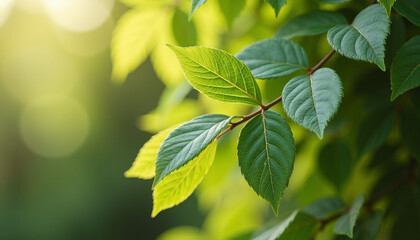 Closeup of vibrant green leaves