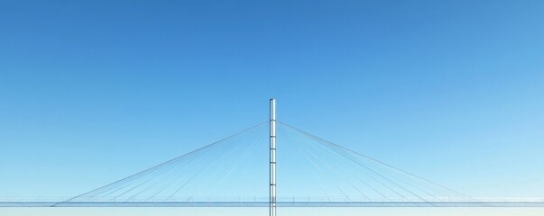 Fototapeta premium A modern suspension bridge against a clear blue sky, showcasing engineering and design.