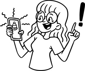 Line Art of a Virtual Assistant Woman, Simple Cartoon Outline for Notion