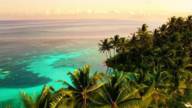 Necker Island Turquoise water surrounding tropical island at sunset