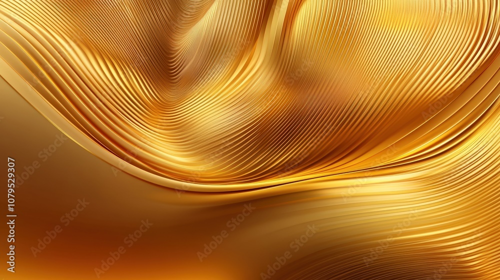 Aufkleber Abstract golden wave pattern with dynamic lines and smooth fluid motion, shimmering texture.