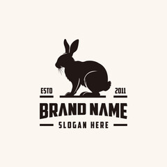 Rabbit silhouette logo design element vector template
