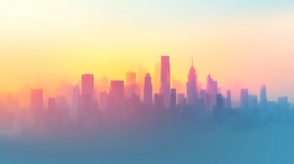 Fototapeta premium Elegant colored City Skyline with Blurred Background for Minimal Web Design, Classy High-End Firm Aesthetic