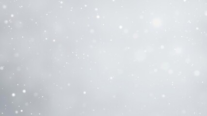 Serene gray backdrop with delicate snowflakes falling gently, minimal, holiday