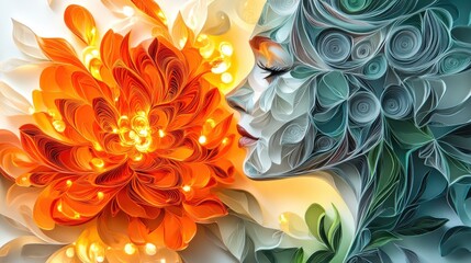 Spectral Peony: A Surreal Paper Quilling Fantasy