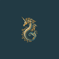 Fototapeta premium Sea horse logo design vector vintage